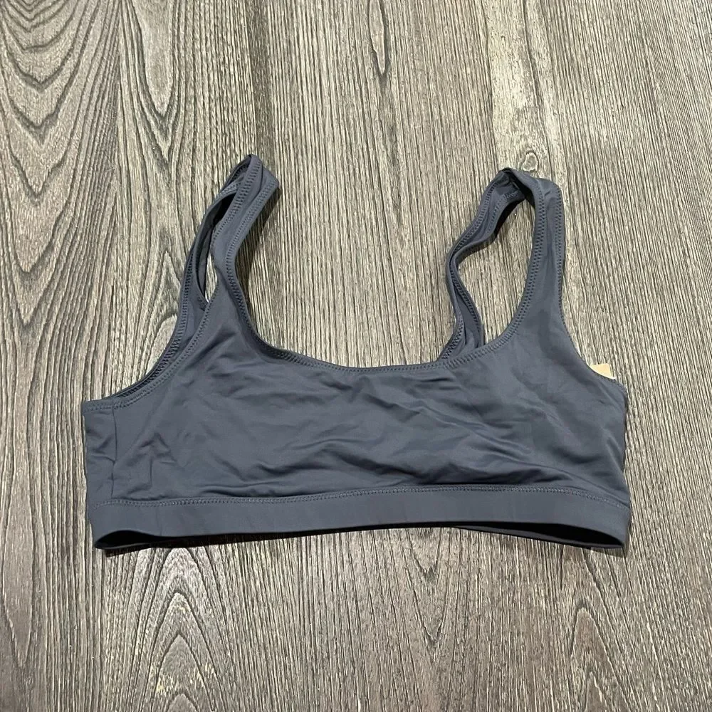 NWT Skims Swimwear Signature Swim Tank Bikini Top Scoop Neck Gunmetal Size Large